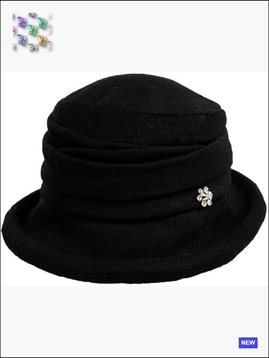 Wool Cloche Bucket Hat Elegant Vintage Dress Fedora with Floral Decoration main image 6